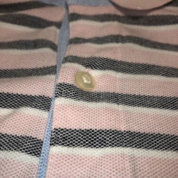 Brooks Brothers Polo Mens Pink Gray White Striped Short Sleeve Shirt L Slim Fit - Picture 4 of 8